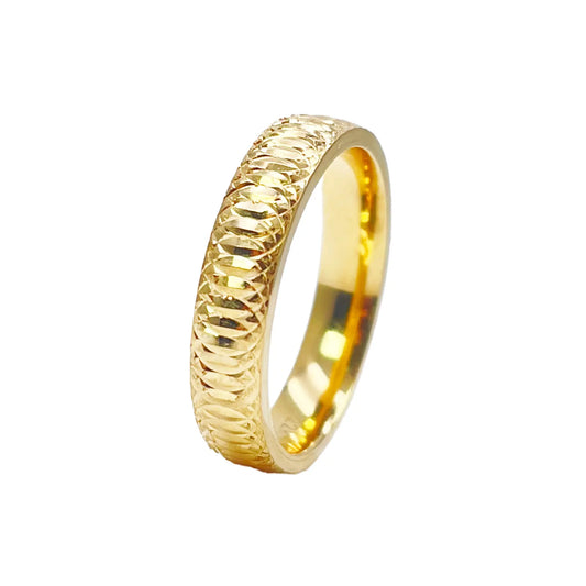 22ct Yellow Gold High Polished Diamond Cut Comfort Fit Women's Band 4mm 