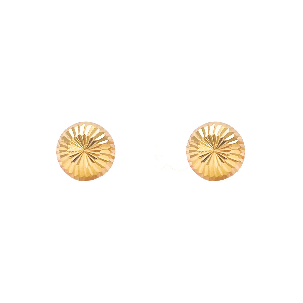 22ct Yellow Gold High Polished Diamond Cut Half Ball Stud Earrings 7mm  Gold earring