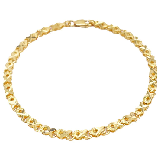 22ct Yellow Gold High Polished Diamond Cut Kiss Bracelet 7'' inches 3.3mm Wide 
