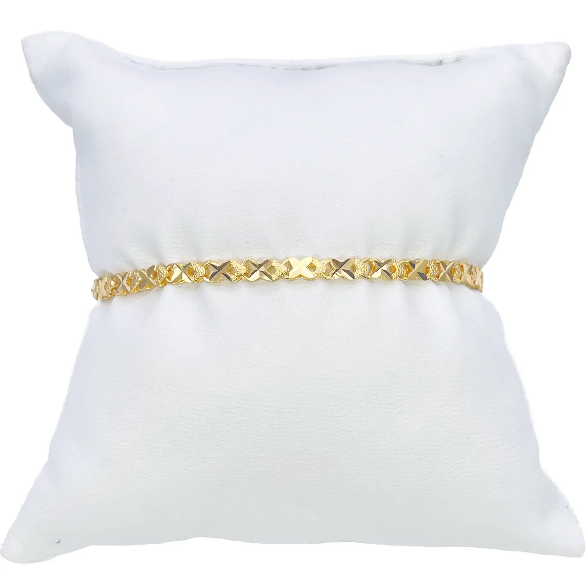 22ct Yellow Gold High Polished Diamond Cut Kiss Bracelet 7'' inches 3.3mm Wide 