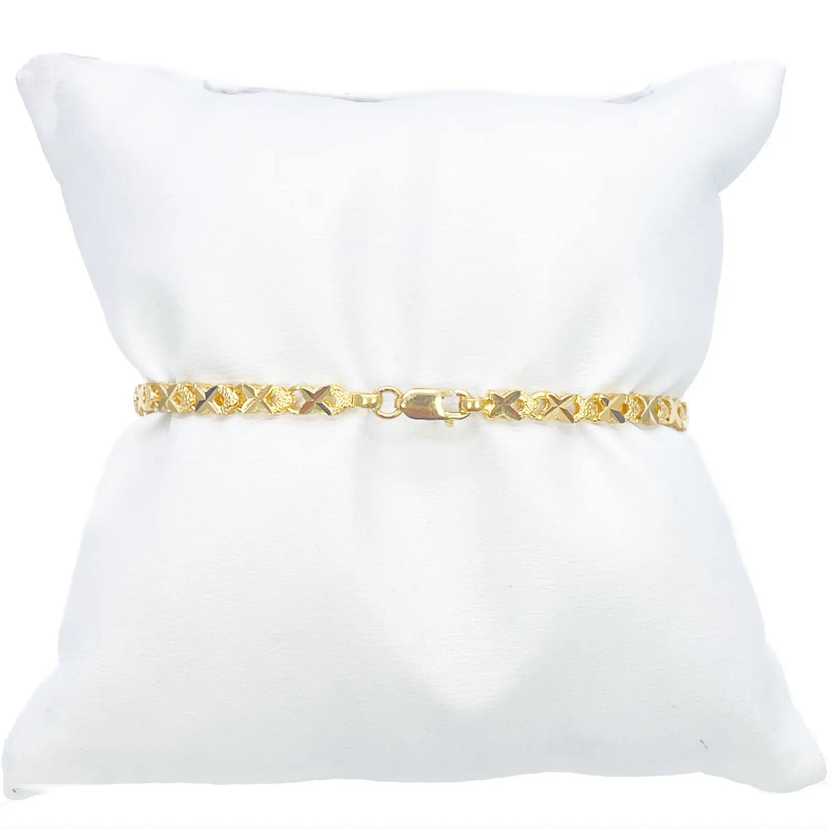 22ct Yellow Gold High Polished Diamond Cut Kiss Bracelet 7'' inches 3.3mm Wide 