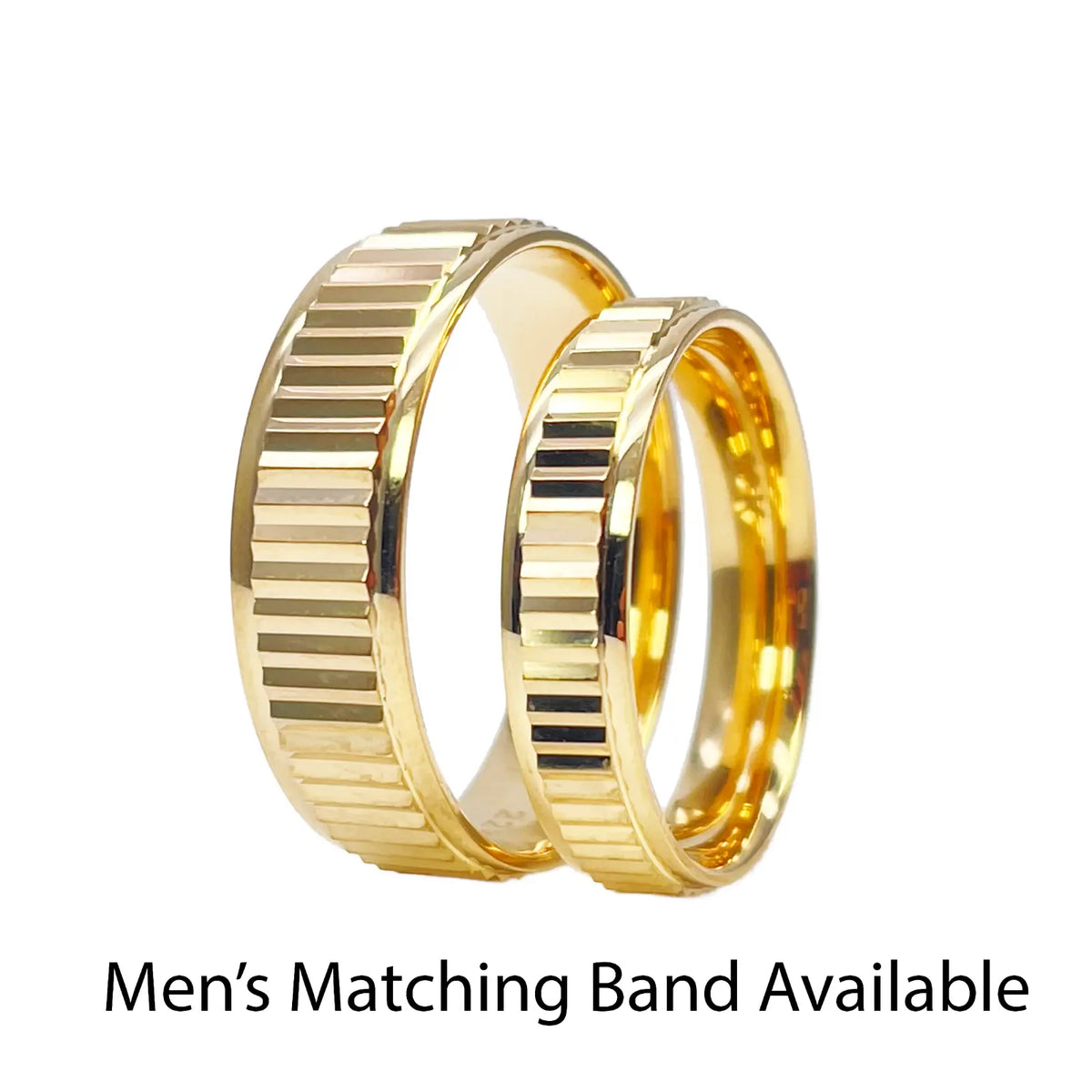 22ct Yellow Gold High Polished Edge Diamond Cut Women's Wedding Band 4mm 