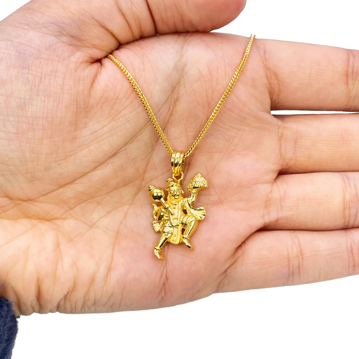 22ct Yellow Gold High Polished Hanuman Pendant 30mm Length 