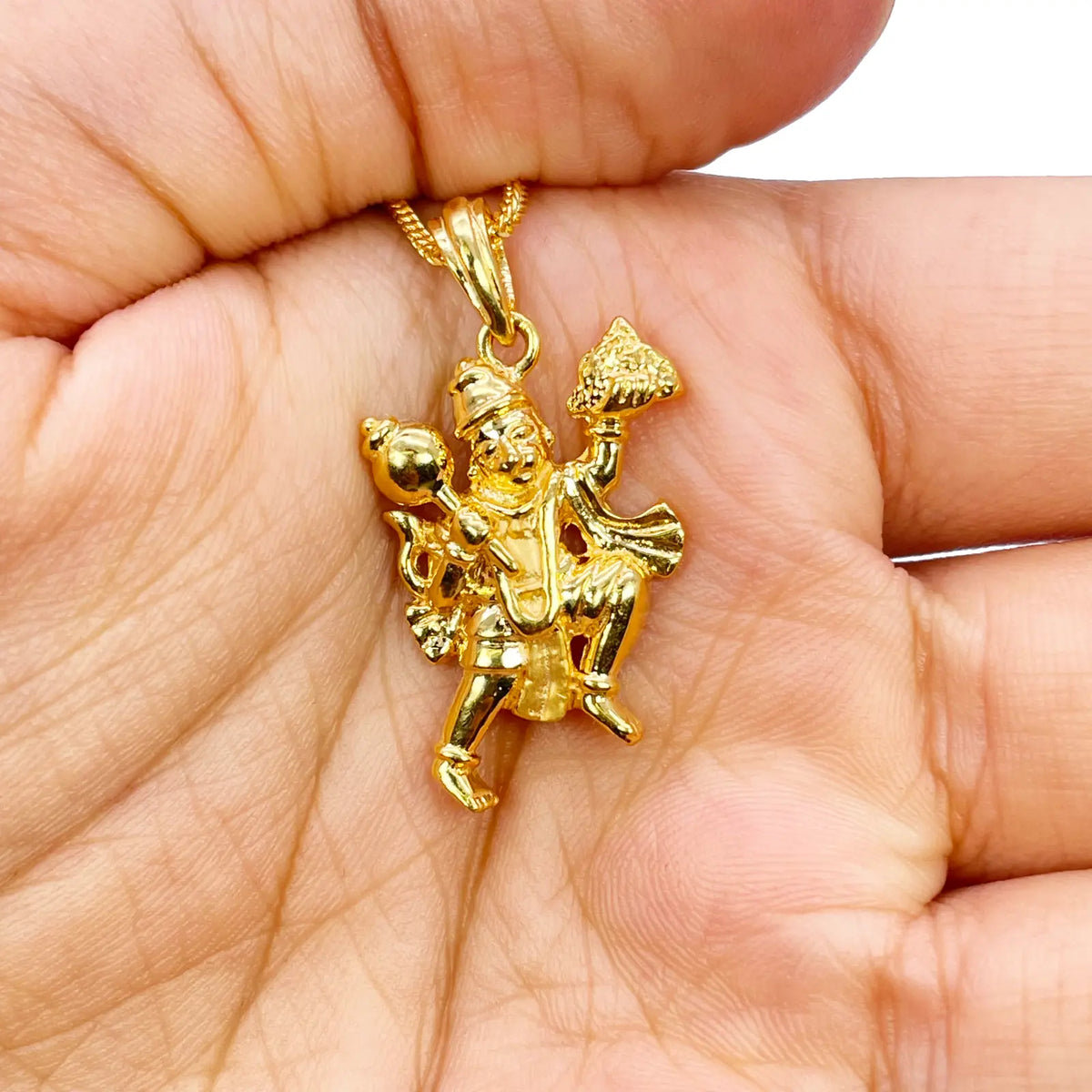 22ct Yellow Gold High Polished Hanuman Pendant 30mm Length 