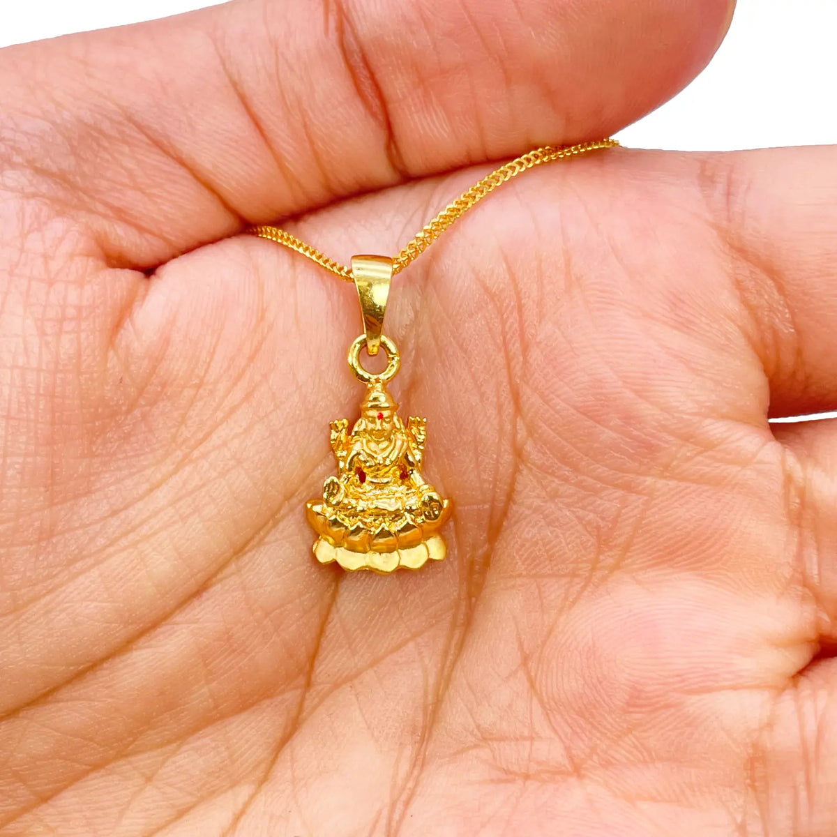 22ct Yellow Gold High Polished Lakshmi Pendant 22mm Length 