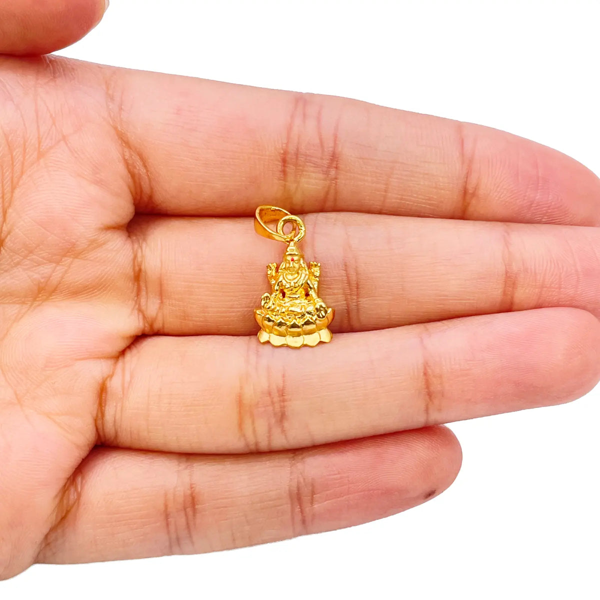 22ct Yellow Gold High Polished Lakshmi Pendant 22mm Length 