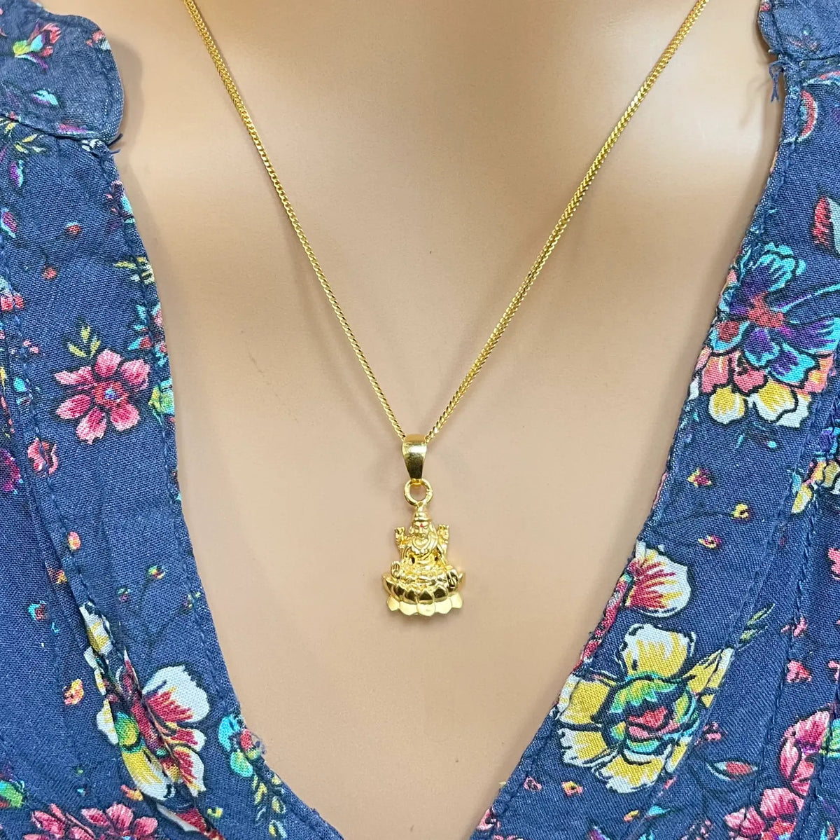 22ct Yellow Gold High Polished Lakshmi Pendant 22mm Length 