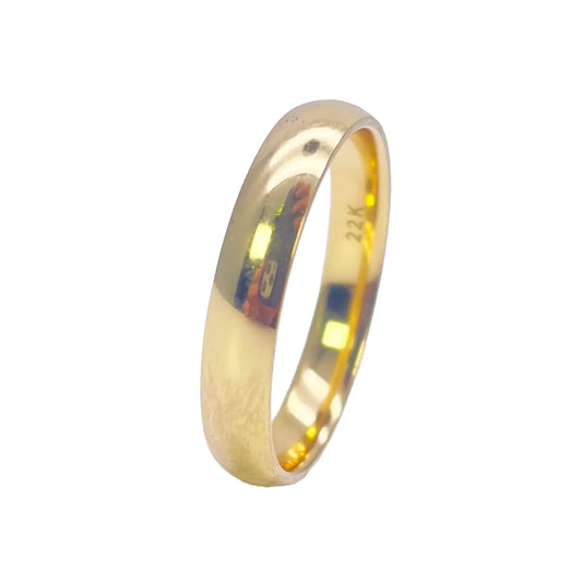 22ct Yellow Gold High Polished Men's Traditional Dome Wedding Band 4mm 