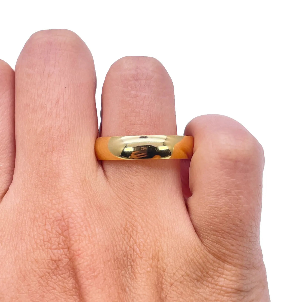 22ct Yellow Gold High Polished Men's Traditional Dome Wedding Band 4mm 