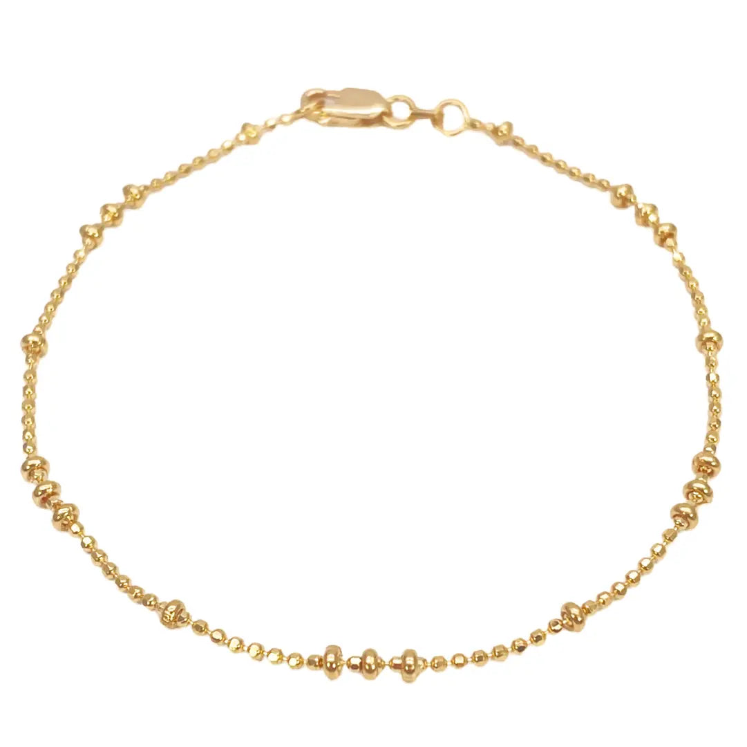 22ct Yellow Gold High Polished Mini Beaded Link Bracelet 7 Inches 