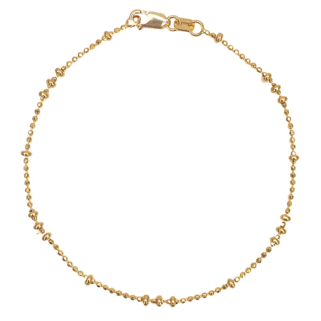 22ct Yellow Gold High Polished Mini Beaded Link Bracelet 7 Inches 