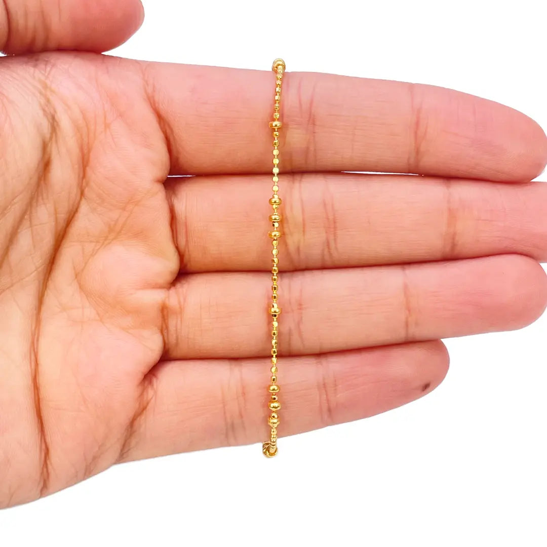 22ct Yellow Gold High Polished Mini Beaded Link Bracelet 7 Inches 