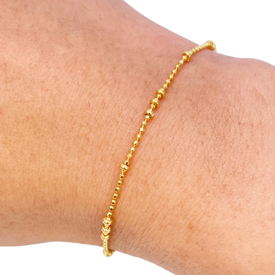22ct Yellow Gold High Polished Mini Beaded Link Bracelet 7 Inches 