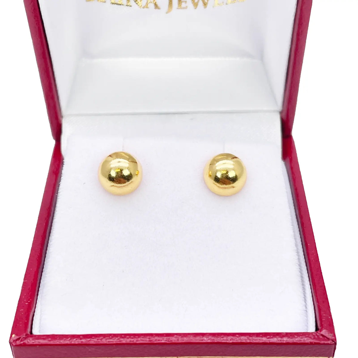 22ct Yellow Gold High Polished Plain Half Ball Stud Earrings 7mm 