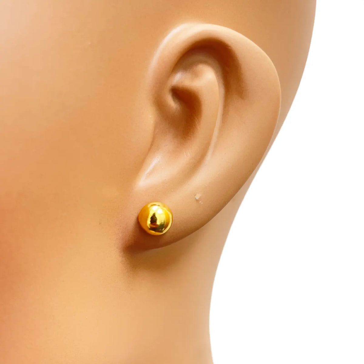 22ct Yellow Gold High Polished Plain Half Ball Stud Earrings 7mm 