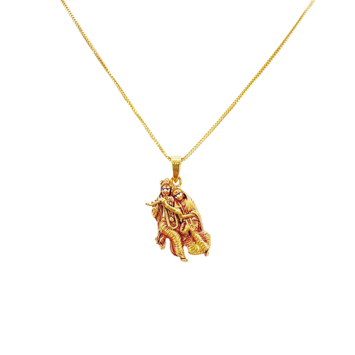 22ct Yellow Gold High Polished Radha & Krishna Pendant 22mm Length 