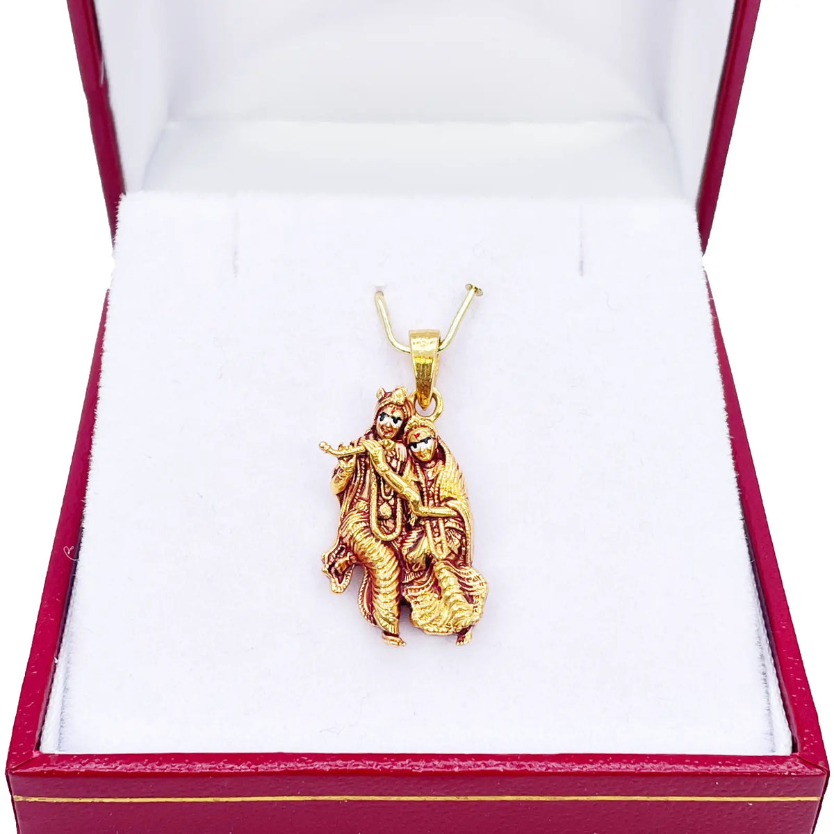 22ct Yellow Gold High Polished Radha & Krishna Pendant 22mm Length 