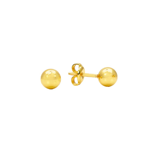 22ct Yellow Gold High Polished Round Plain Ball Stud Earrings 4mm 