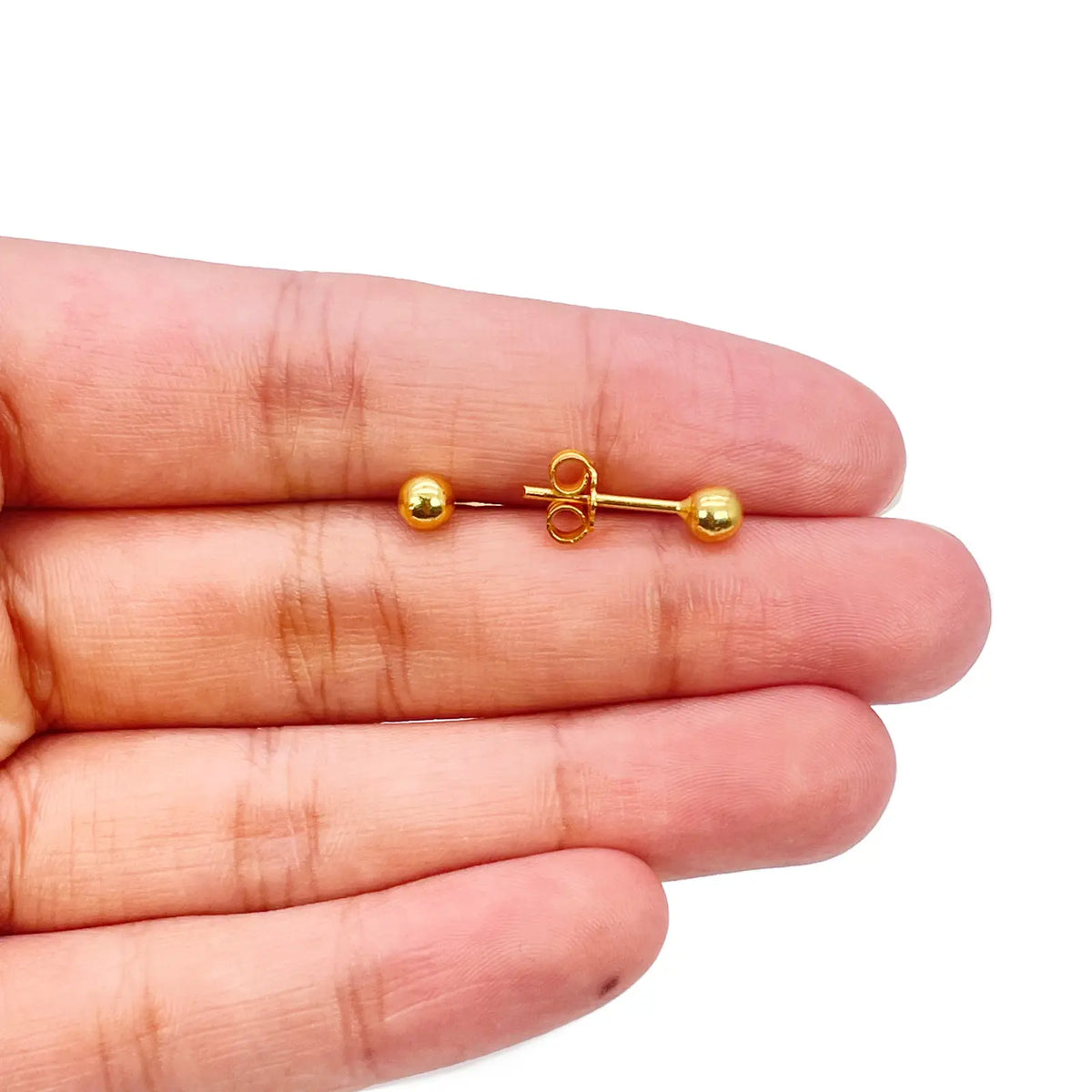 22ct Yellow Gold High Polished Round Plain Ball Stud Earrings 4mm 
