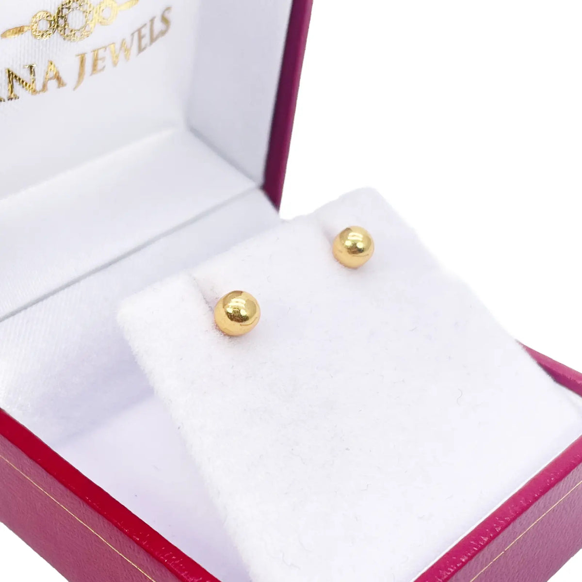 22ct Yellow Gold High Polished Round Plain Ball Stud Earrings 4mm 