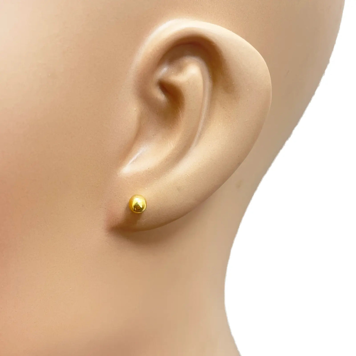 22ct Yellow Gold High Polished Round Plain Ball Stud Earrings 4mm 