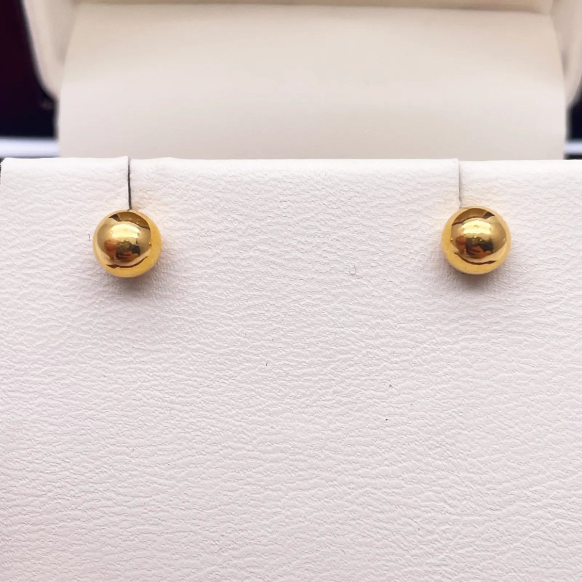 22ct Yellow Gold High Polished Round Plain Ball Stud Earrings 5mm 