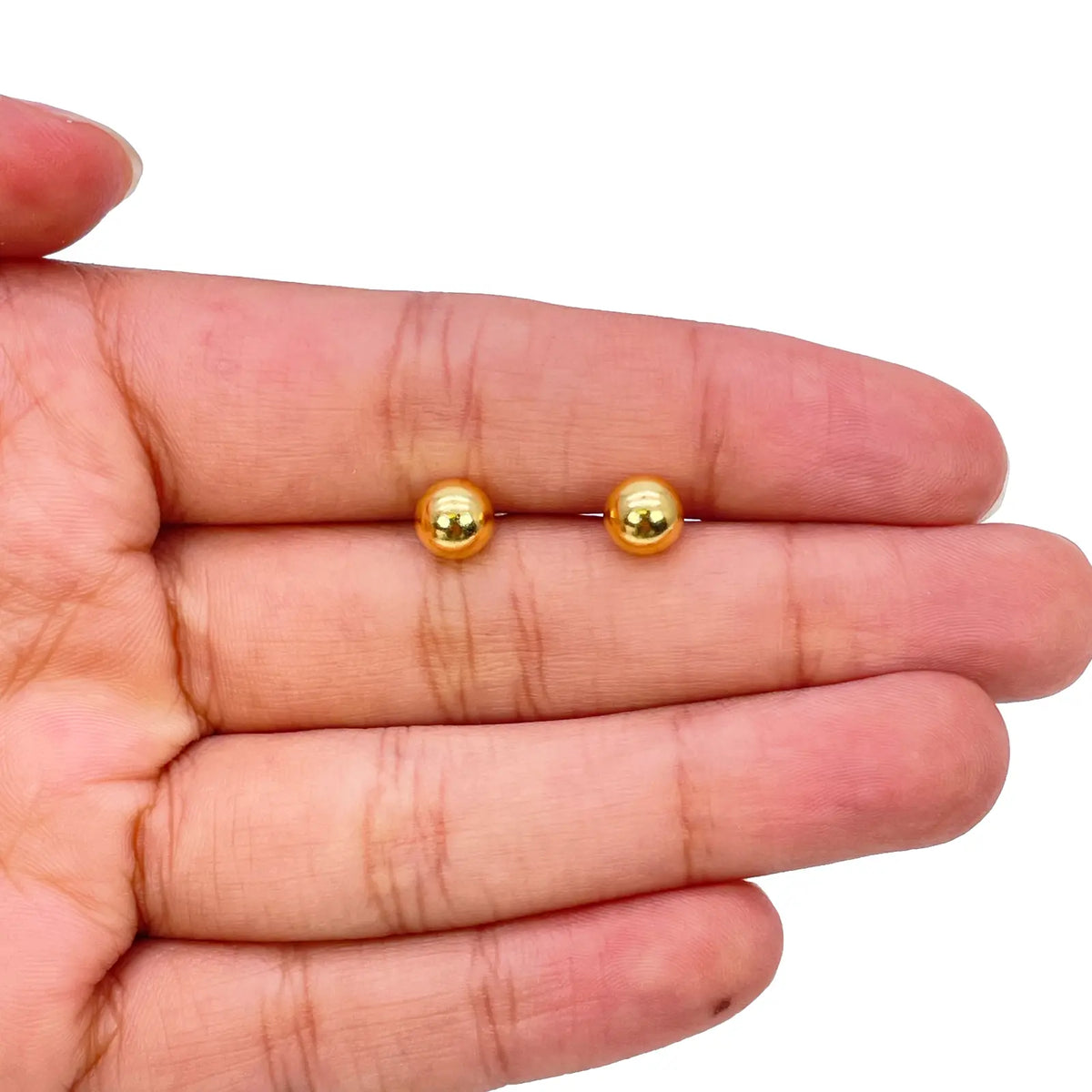 22ct Yellow Gold High Polished Round Plain Ball Stud Earrings 5mm 
