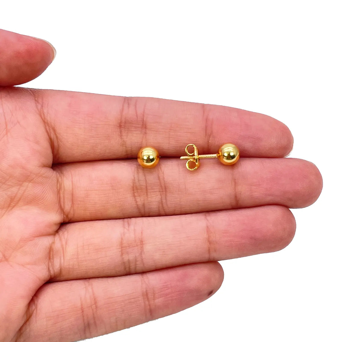 22ct Yellow Gold High Polished Round Plain Ball Stud Earrings 5mm 