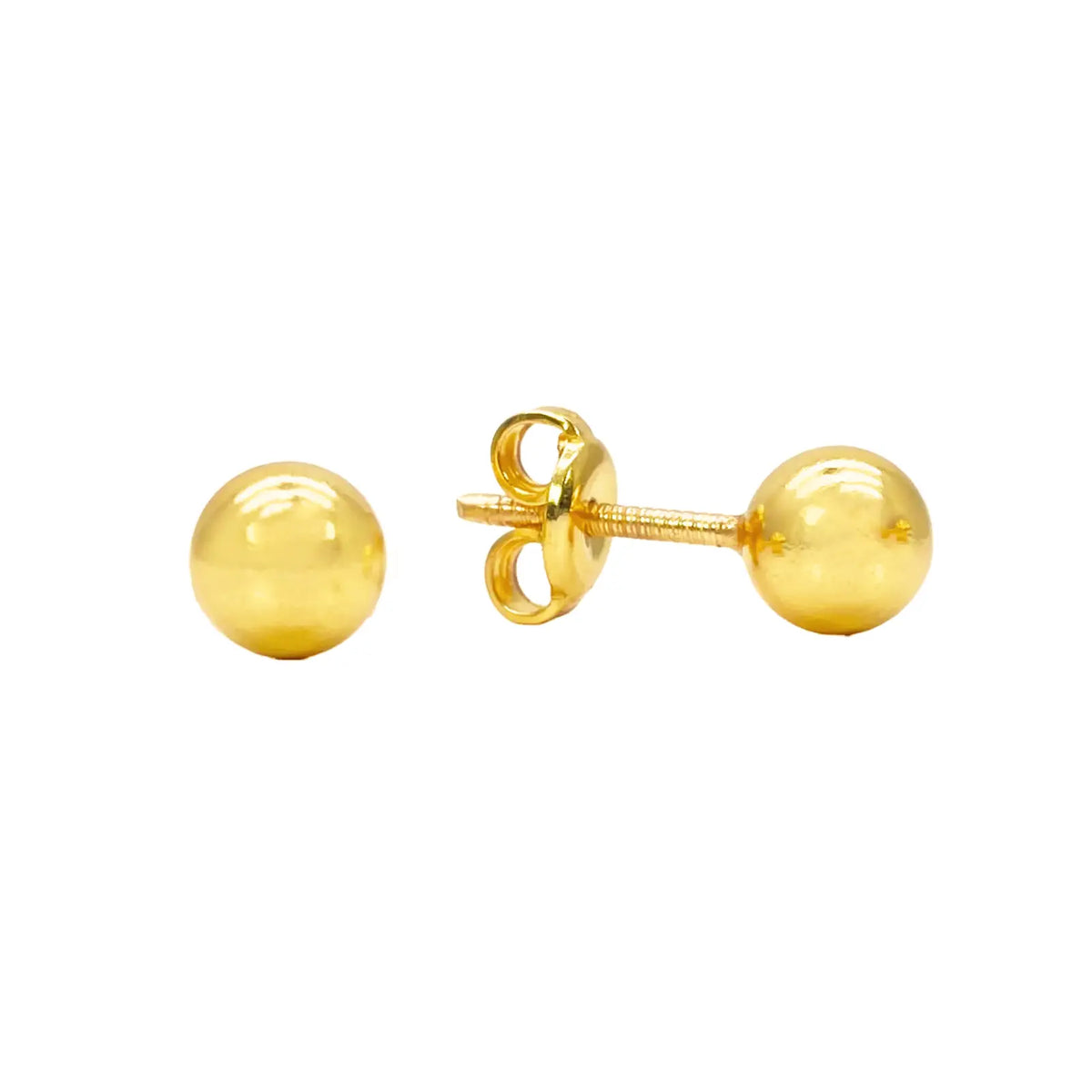 22ct Yellow Gold High Polished Round Plain Ball Stud Earrings 7mm 