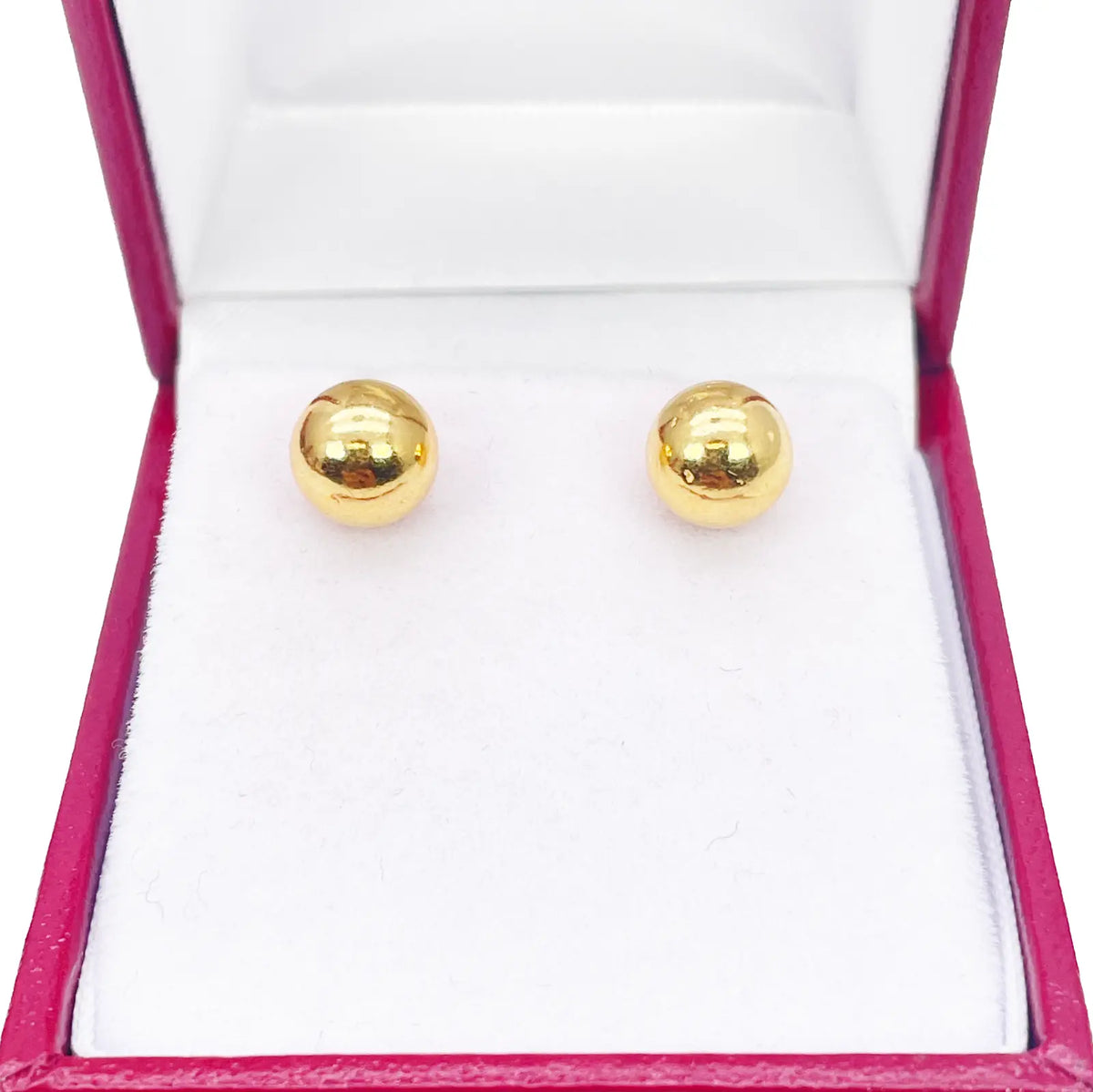 22ct Yellow Gold High Polished Round Plain Ball Stud Earrings 7mm 