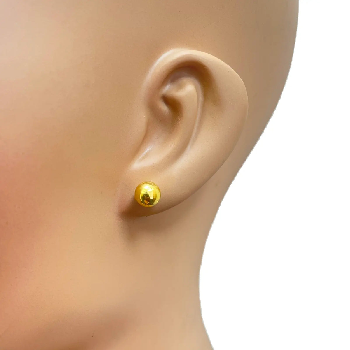 22ct Yellow Gold High Polished Round Plain Ball Stud Earrings 7mm 