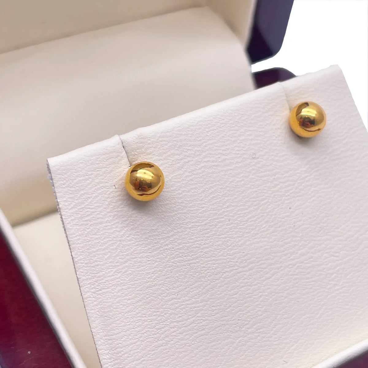 22ct Yellow Gold High Polished Round Plain Ball Stud Earrings 