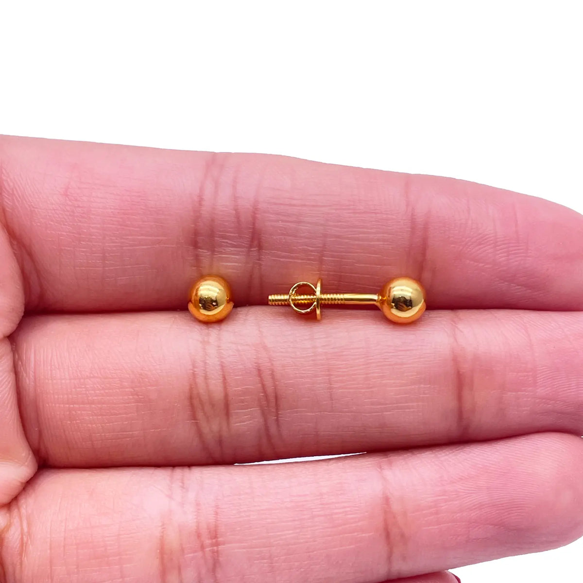 22ct Yellow Gold High Polished Round Plain Ball Stud Earrings 