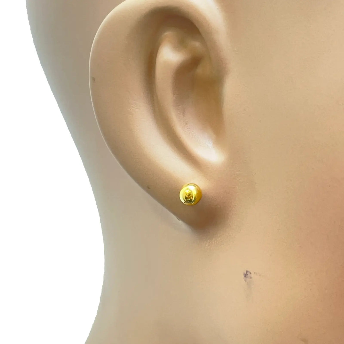 22ct Yellow Gold High Polished Round Plain Ball Stud Earrings 