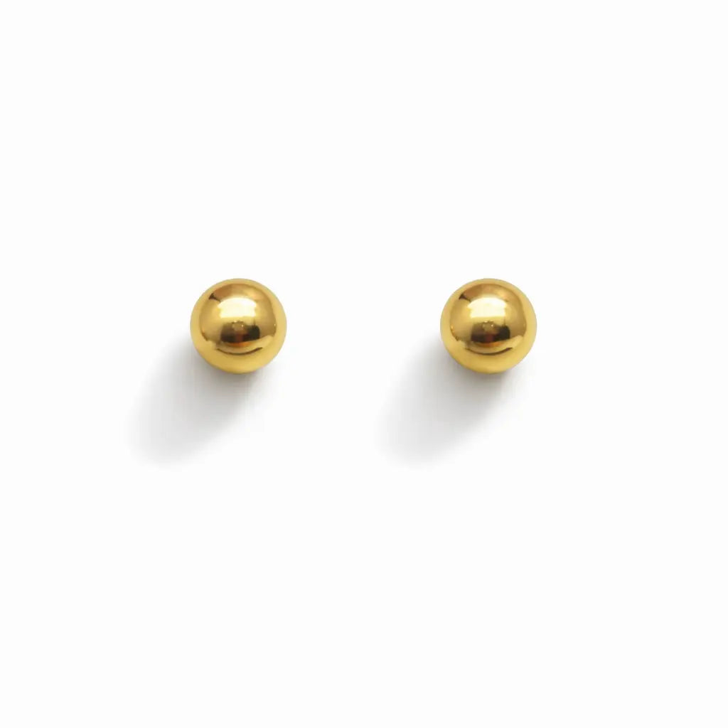 22ct Yellow Gold High Polished Round Plain Ball Stud Earrings  Gold earring