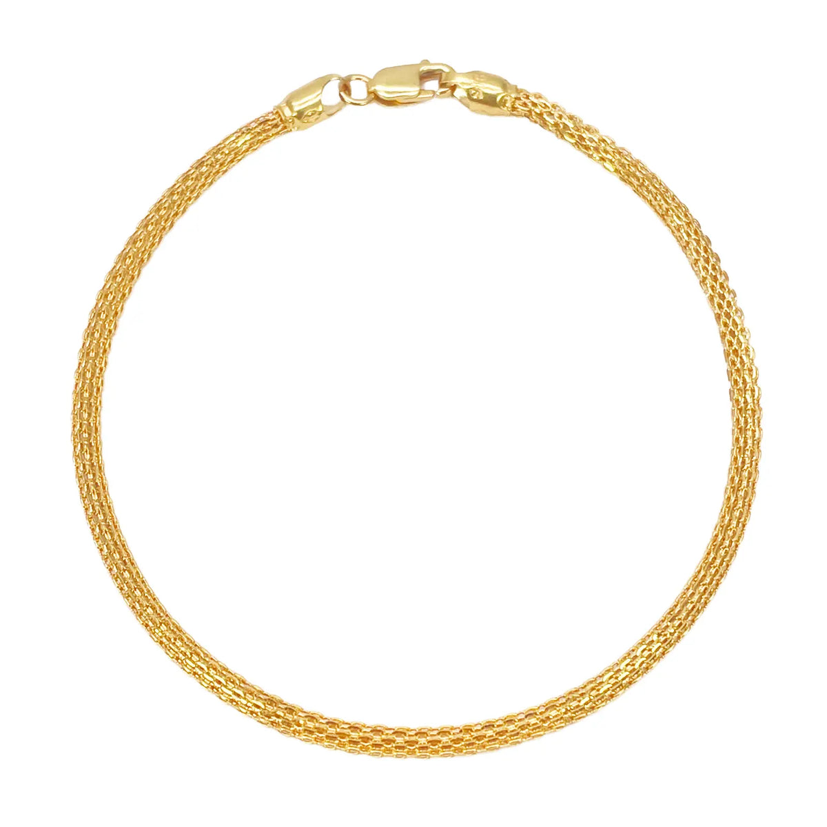 22ct Yellow Gold High Polished Rounded Chain Link Bracelet 2.4mm Width 