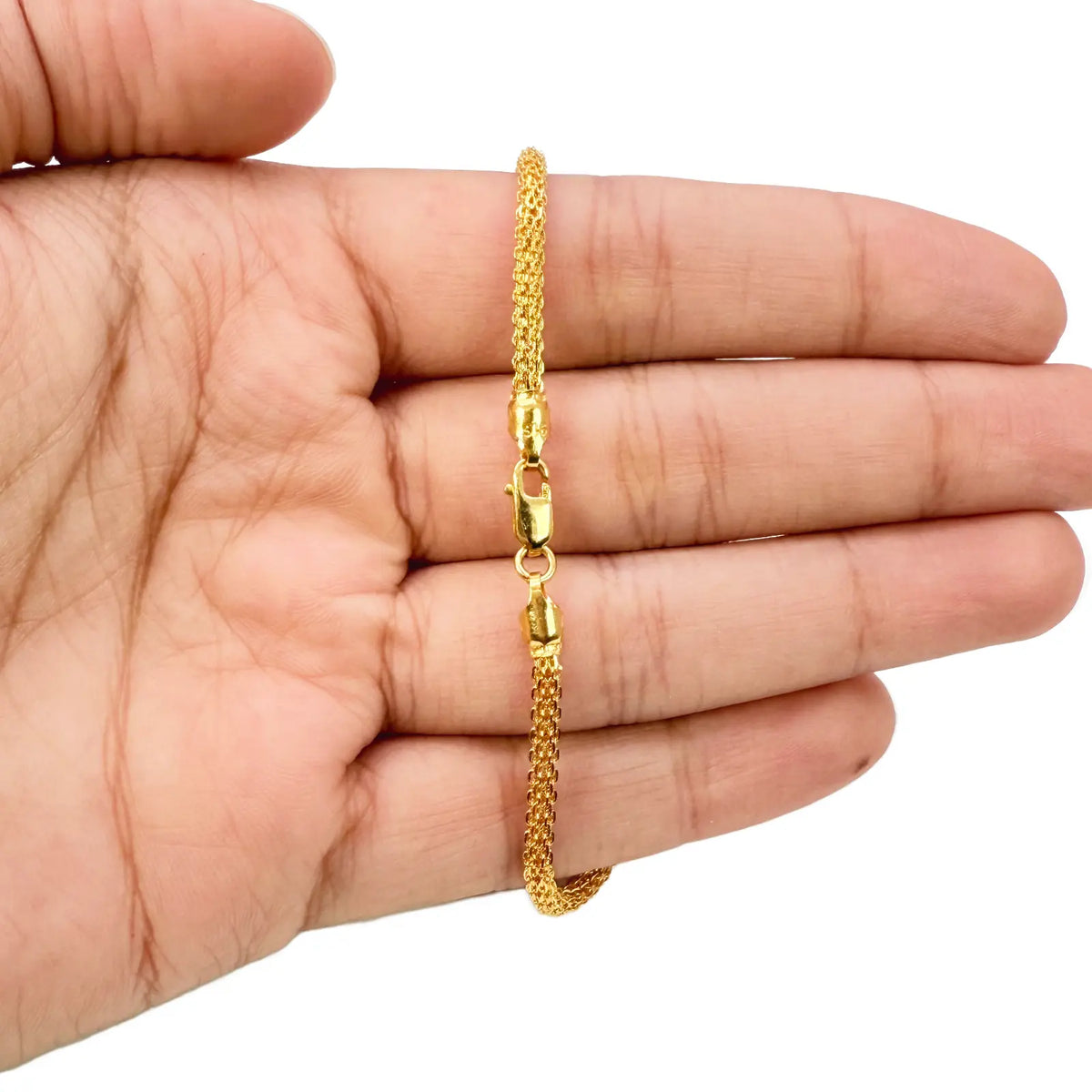22ct Yellow Gold High Polished Rounded Chain Link Bracelet 2.4mm Width 