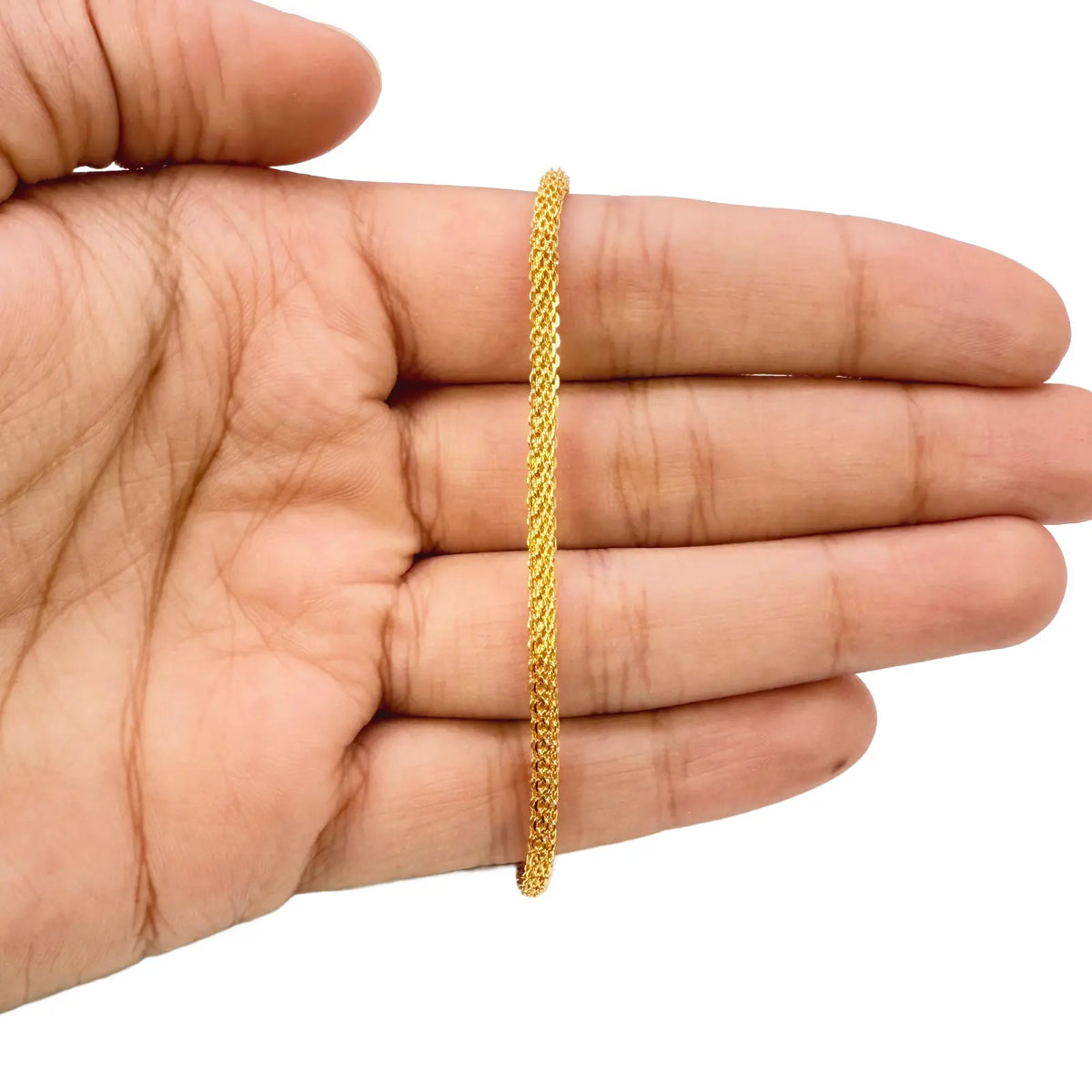 22ct Yellow Gold High Polished Rounded Chain Link Bracelet 2.4mm Width 
