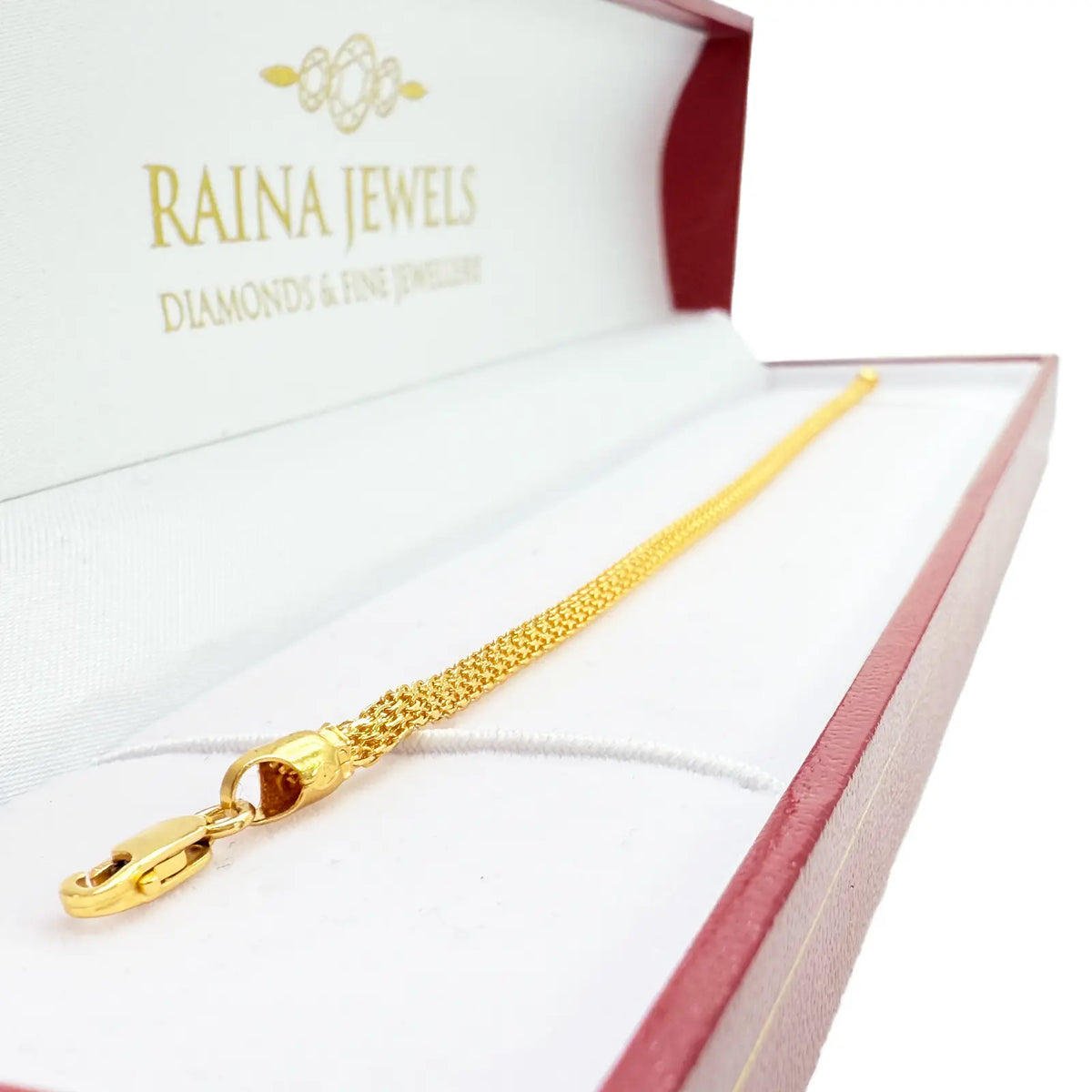 22ct Yellow Gold High Polished Rounded Chain Link Bracelet 2.4mm Width 