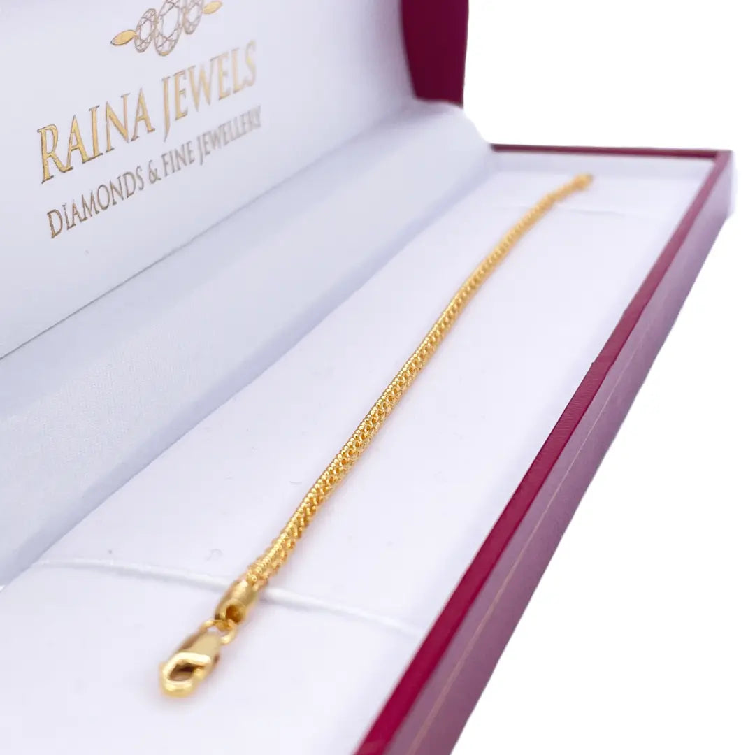 22ct Yellow Gold High Polished Small Beaded Link Bracelet 7'' inches 2.5mm Wide 