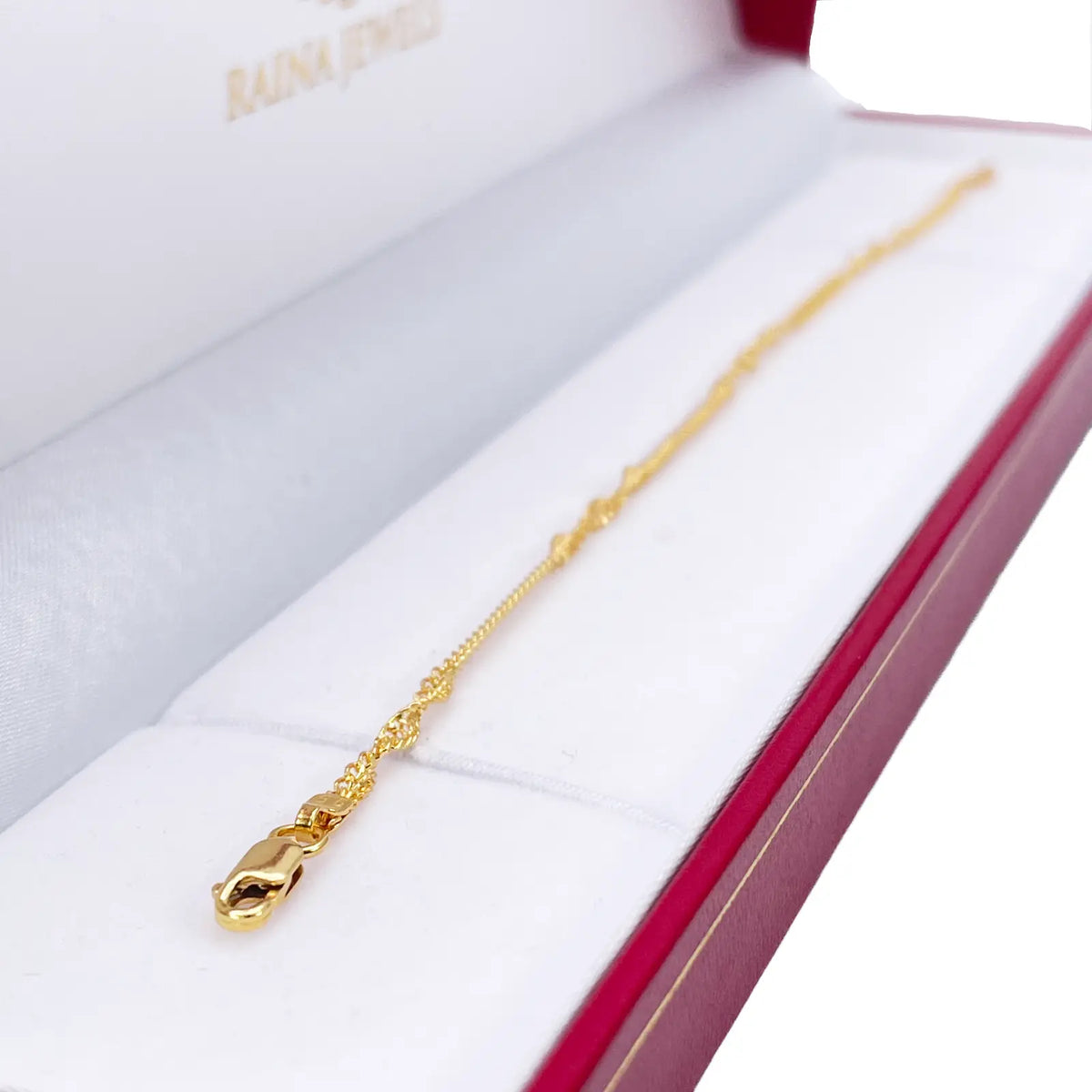 22ct Yellow Gold High Polished Twisted Ripple Bracelet 7'' inches 2.3mm Wide 