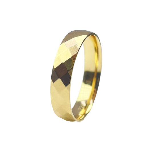 22ct Yellow Gold High Polished Women's Facetted Kite Wedding Band 4mm 