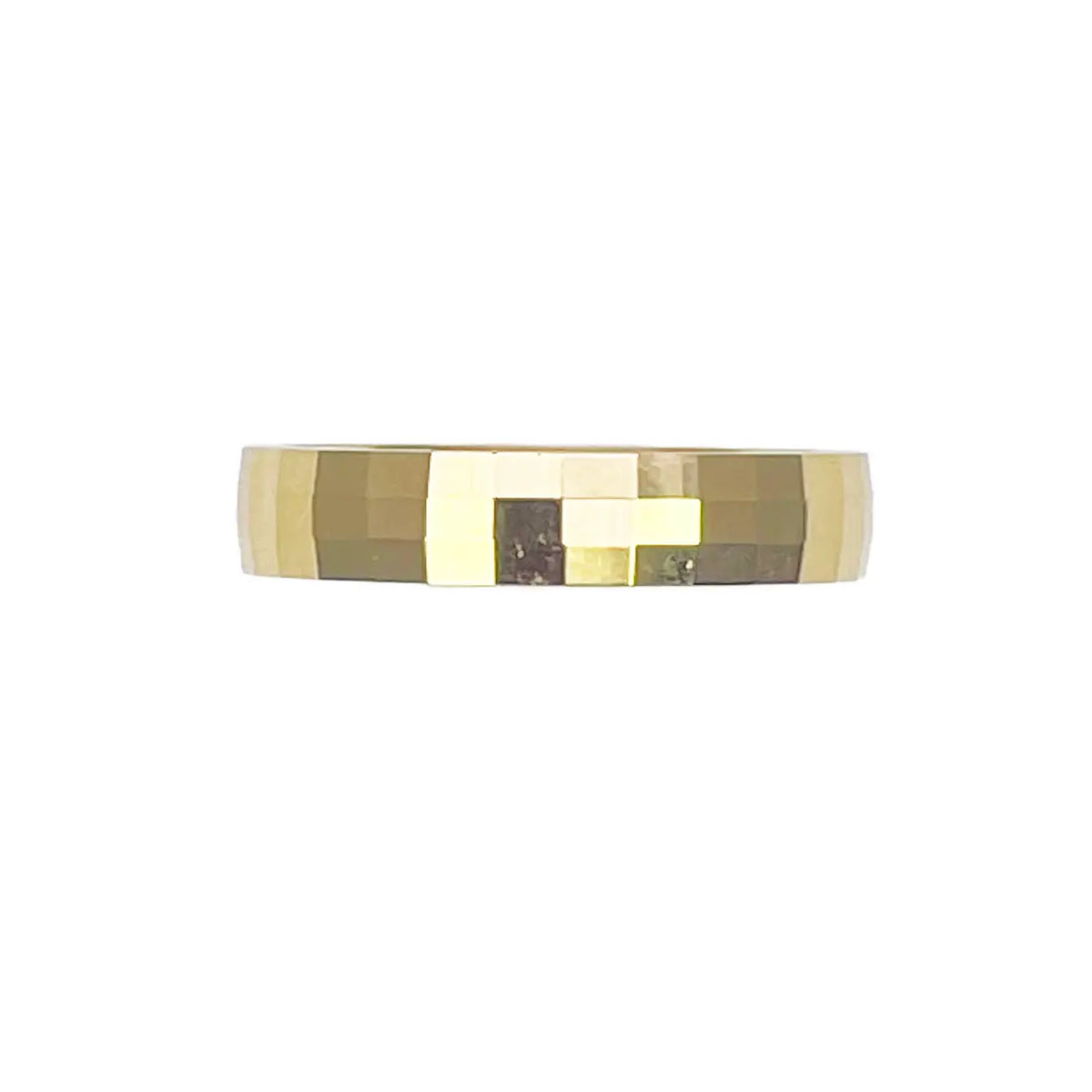 22ct Yellow Gold High Polished Women's Facetted Square Wedding Band 4mm 