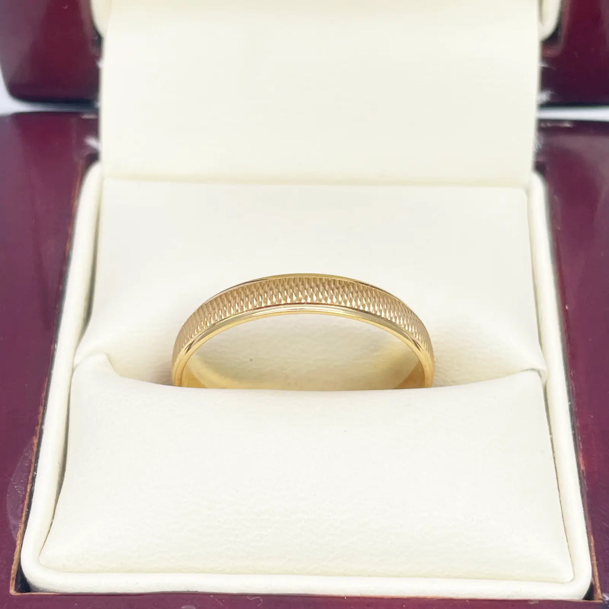 22ct Yellow Gold High Polished & Textured Men's Wedding Band 3.5mm  Gold Ring