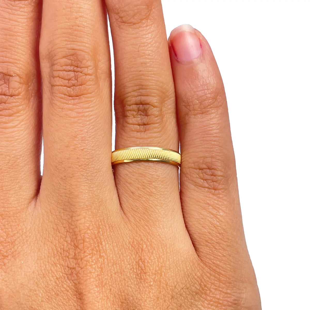 22ct Yellow Gold High Polished & Textured Men's Wedding Band 3.5mm  Gold Ring