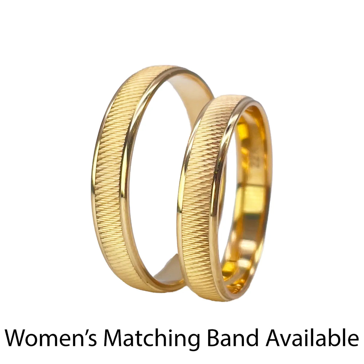 22ct Yellow Gold High Polished & Textured Men's Wedding Band 3.5mm  Gold Ring