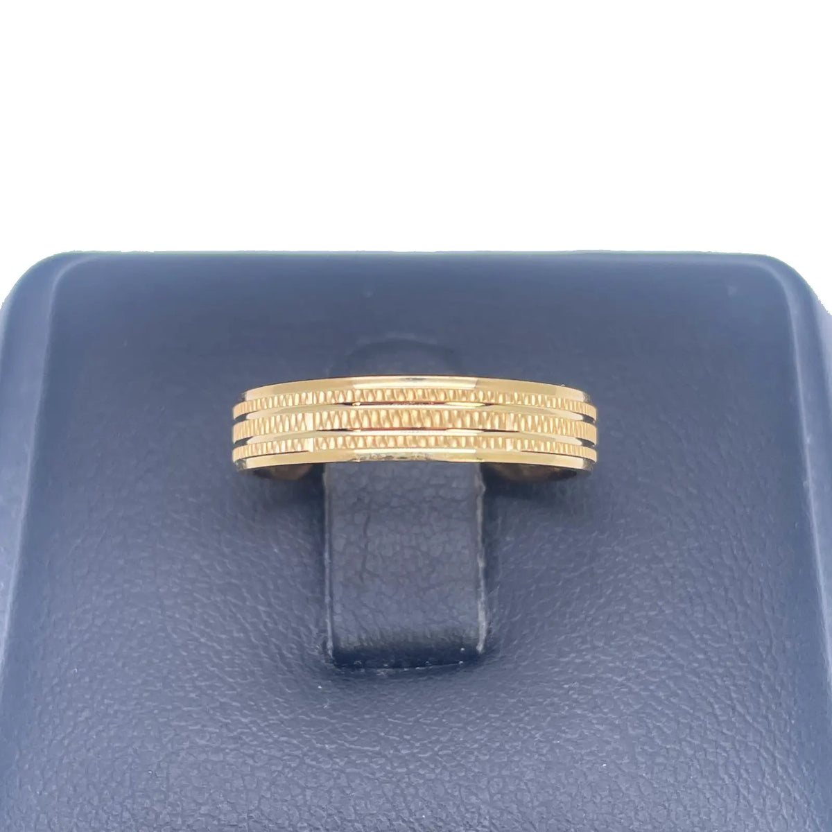 22ct Yellow Gold High Polished & Triple Row Textured Women's Wedding Band 4mm 