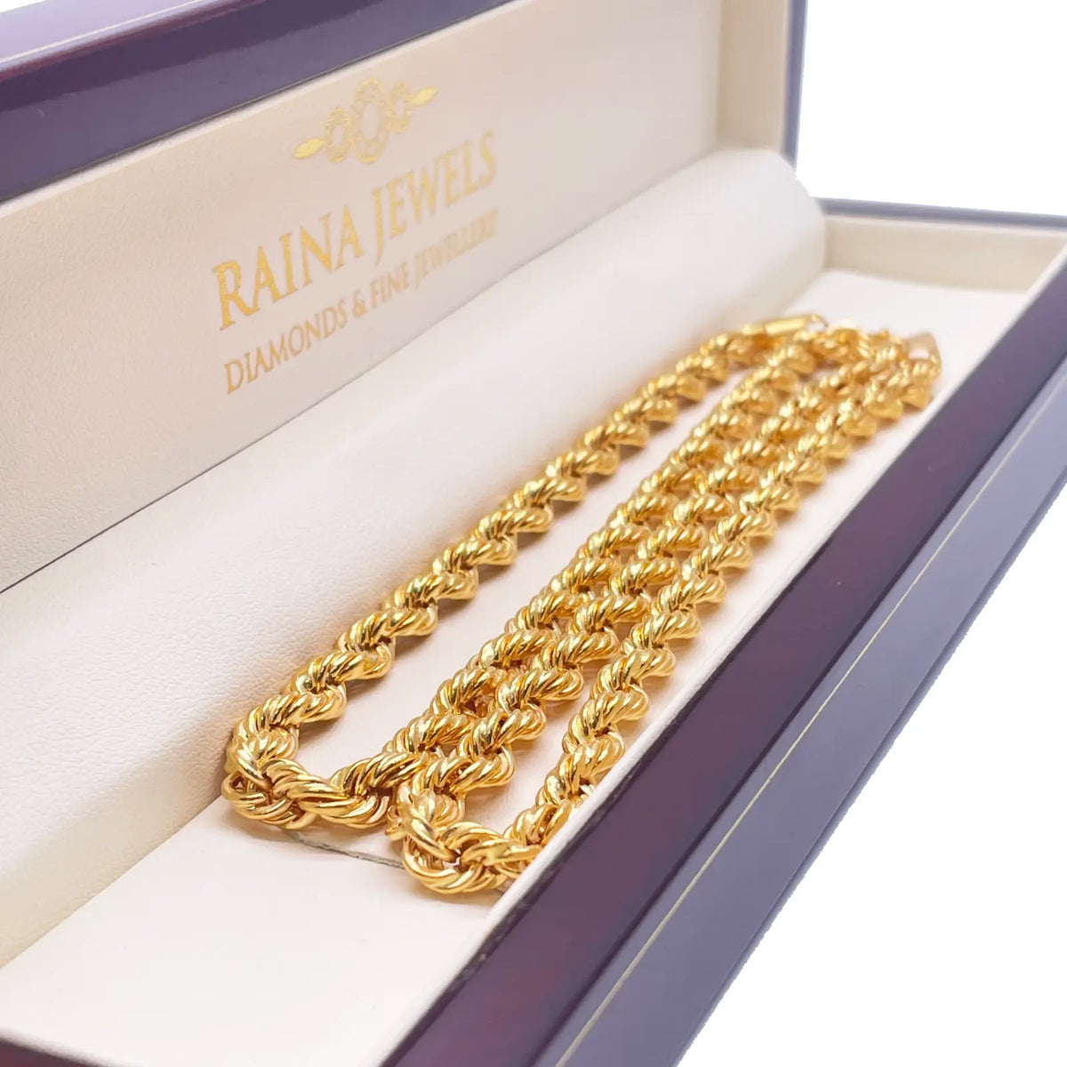 22ct Yellow Gold Hollow Lightweight Rope Chain 23.5'' inches 6mm Width 