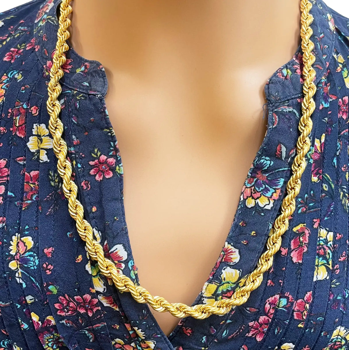 22ct Yellow Gold Hollow Lightweight Rope Chain 23.5'' inches 6mm Width 