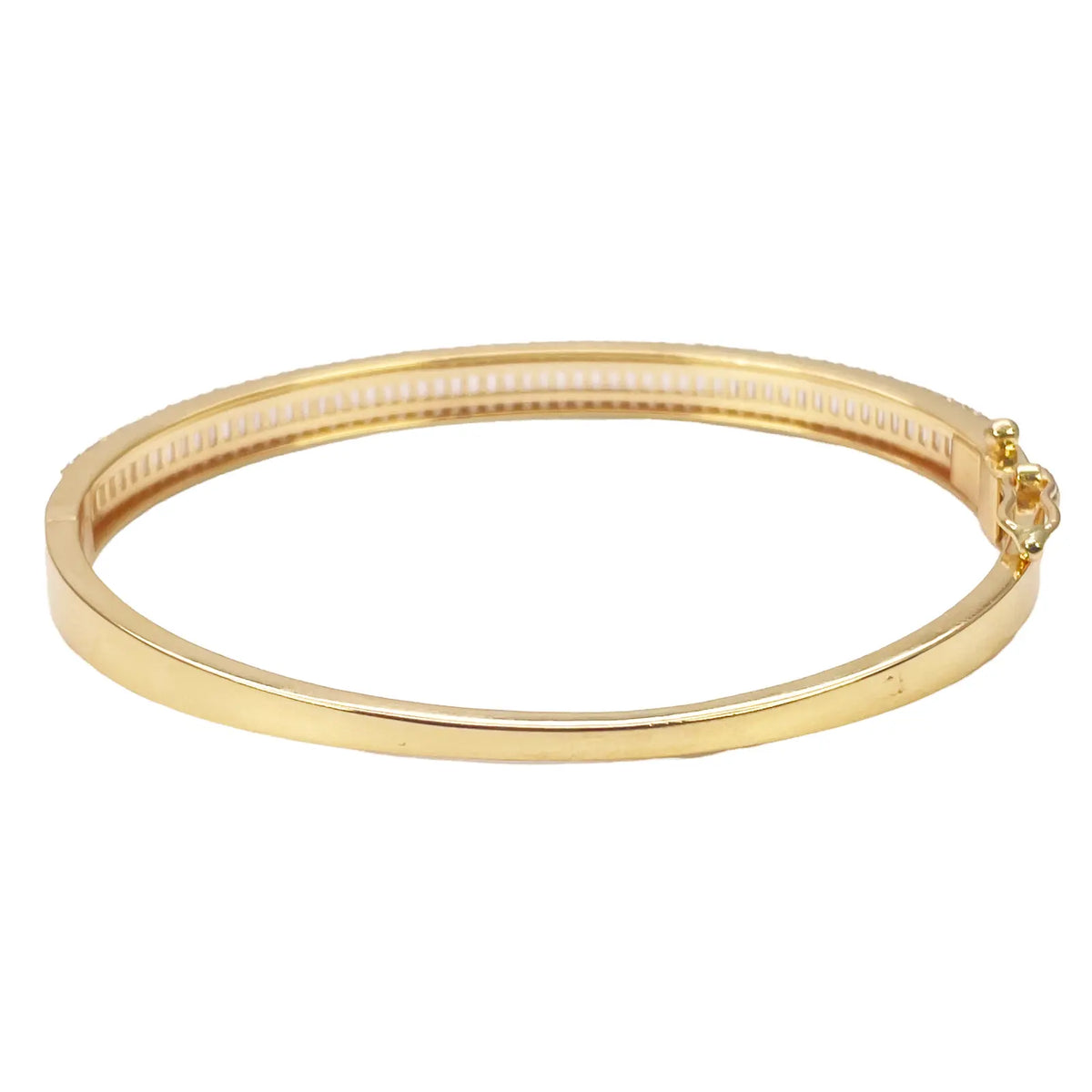 22ct Yellow Gold Ladies Beautiful Sparkly Round & Baguette Cubic Zirconia Bangle Bracelet Diameter 2.2inch 
